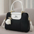 TBM The Bag Master Luxury Handbag – Elegant Two-Tone Designer Tote for Women (Black Maroon)