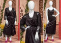 2 Pcs Luxury Satin & Lace Robe Nighty Set – Sensual Silk Gown for Women SKU R-003 (Color Black Free Size)