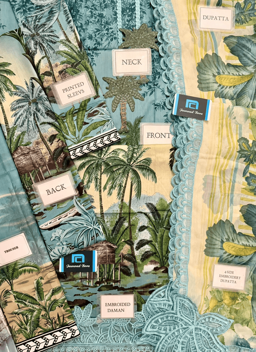 Maria.B MPrints Embroidered Lawn Unstitched 3 Piece Suit with Chiffon Dupatta – Ice Blue Summer Collection