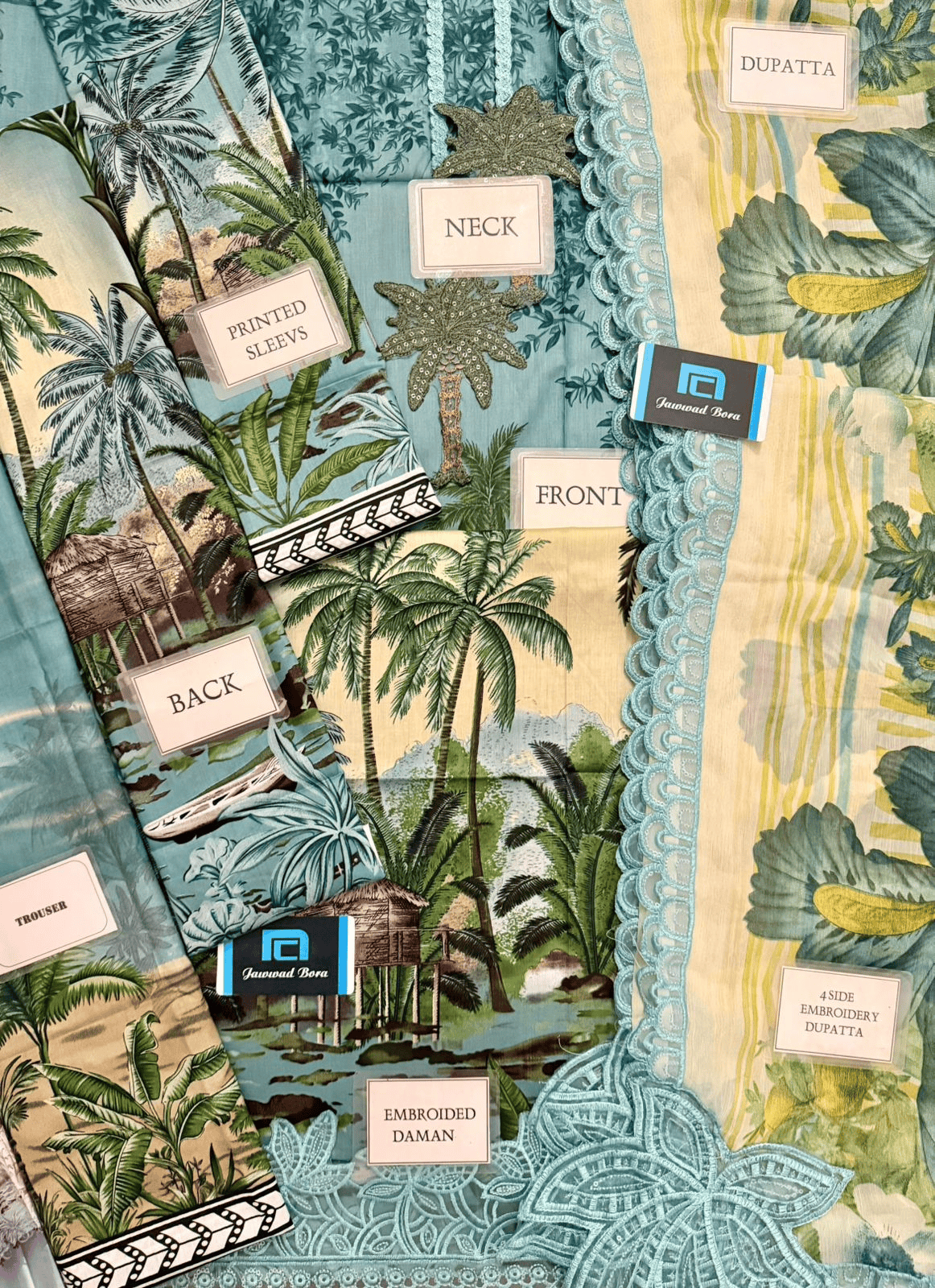 Maria.B MPrints Embroidered Lawn Unstitched 3 Piece Suit with Chiffon Dupatta – Ice Blue Summer Collection